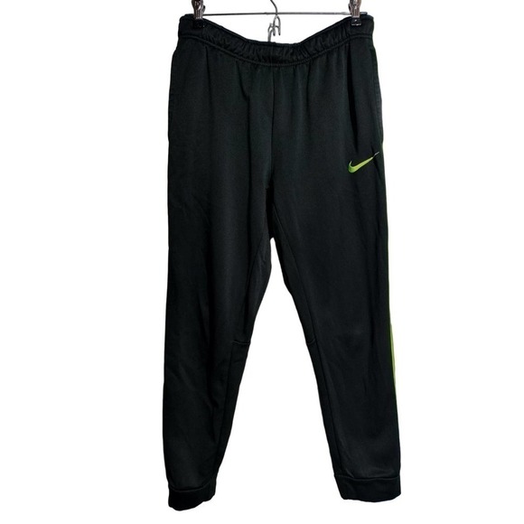 Nike Athletic Running Pants black and florescent green therma-fit men medium - Picture 1 of 7